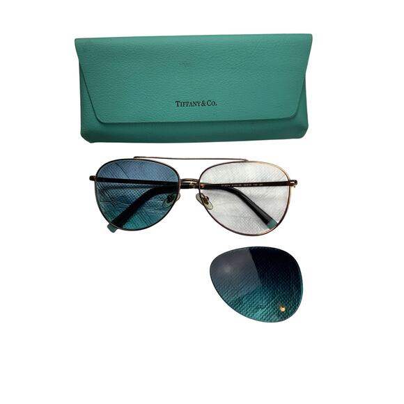 Tiffany & Co. Accessories - Tiffany & Co TF3074 Aviator Sunglasses Blue Gradient Rose Gold Italy Case